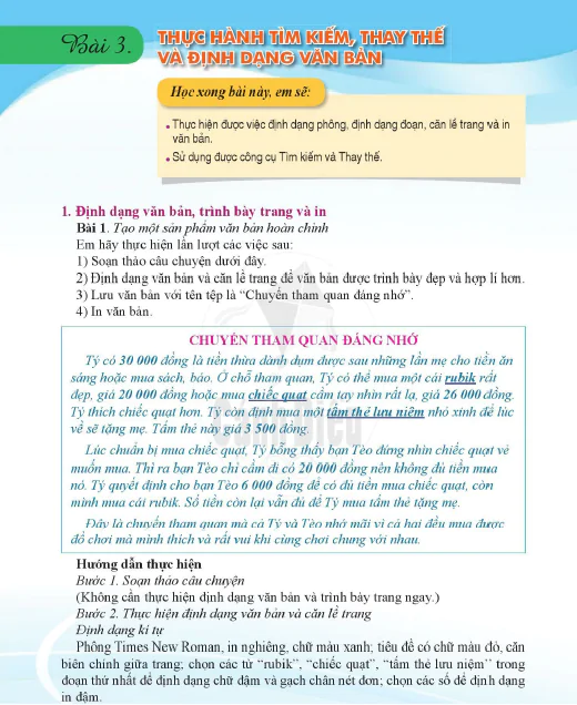Bài 3. Thực hành tìm kiếm, thay thế và định dạng đoạn văn bản