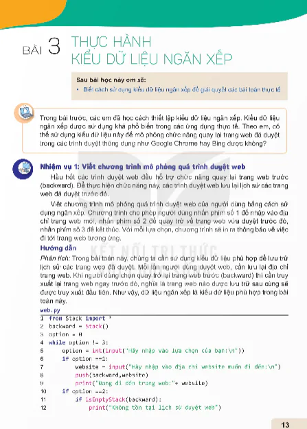 Bài 3: Thực Hành Với Dữ Liệu Ngăn Xếp