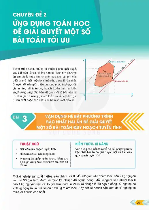 Bài 3: Vận Dụng Hệ Bất Phương Trình Bậc Nhất Hai Ẩn Để Giải Quyết Một Số Bài Toán Quy Hoạch Tuyến Tính 