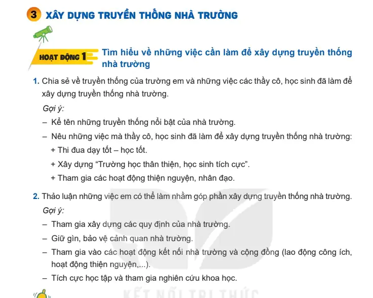 Bài 3: Xây dựng truyền thống nhà trường