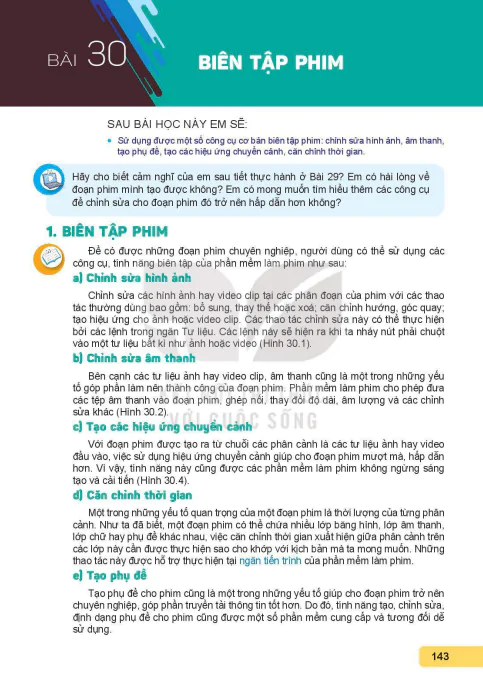 BÀI 30: BIÊN TẬP PHIM