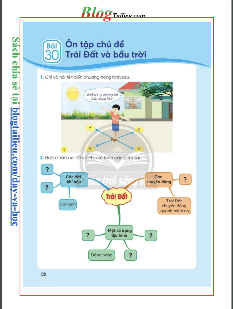 Bài 30: Ôn tập chủ đề Trái đất và bầu trời