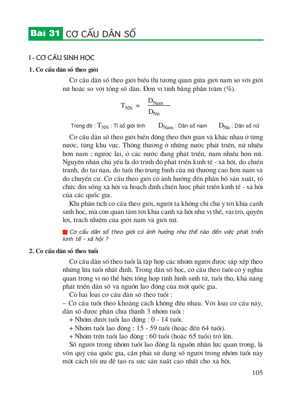 Bài 31: Cơ cấu dân số