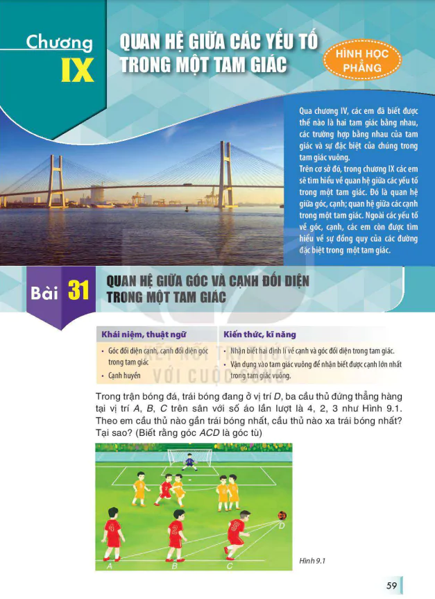 BÀI 31: QUAN HỆ GIỮA GÓC VÀ CẠNH ĐỐI DIỆN TRONG MỘT TAM GIÁC