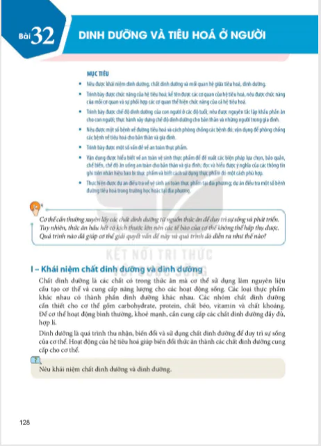 Bài 32 : Dinh dưỡng và tiêu hoá ở người