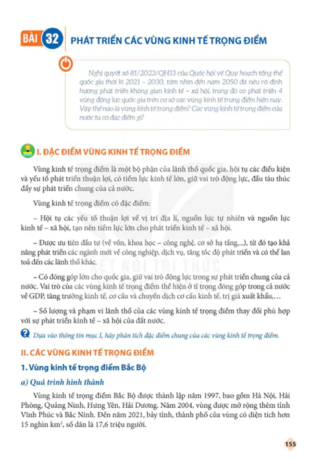 BÀI 32: PHÁT TRIỂN CÁC VÙNG KINH TẾ TRỌNG ĐIỂM