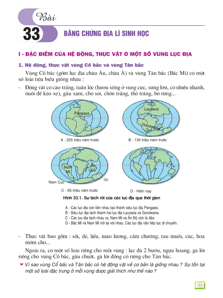 Bài 33: Bằng Chứng Địa Lý Sinh Học