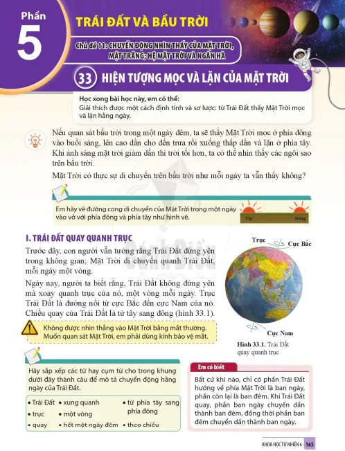 Bài 33. HIỆN TƯỢNG MỌC VÀ LẶN CỦA MẶT TRỜI