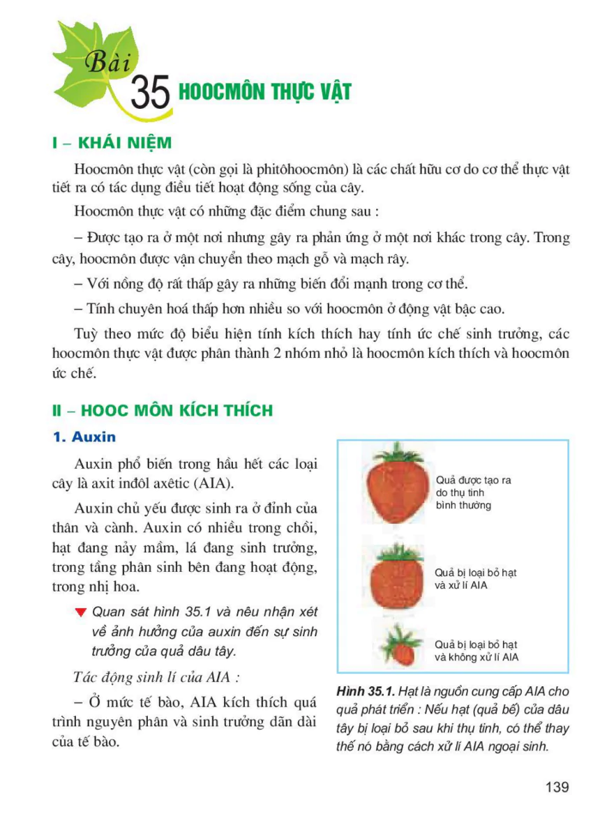 Bài 35: Hoocmon Thực Vật