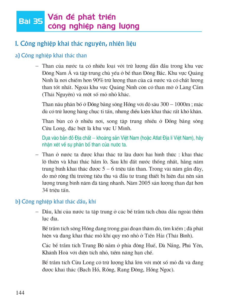 Bài 35: Vấn Đề Phát Triển Công Nghiệp Năng Lượng