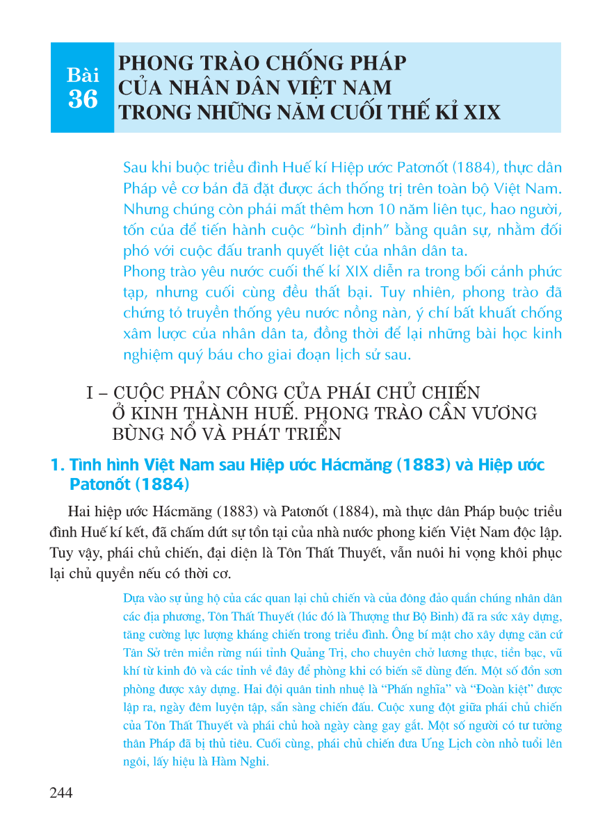 Bài 36: Phong Trào Chống Pháp Của Nhân Dân Việt Nam Trong Những Năm Cuối Thế Kỉ XIX