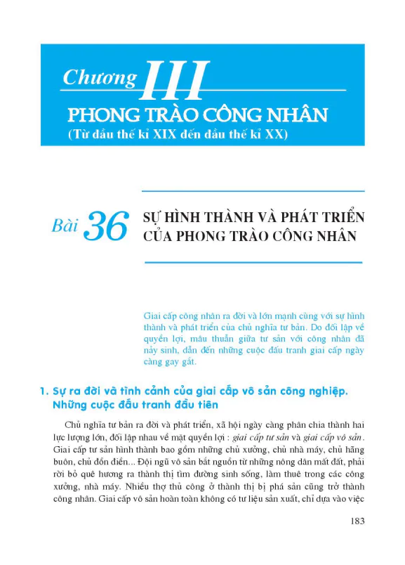 Bài 36: Sự hình thành và phát triển của phong trào công nhân