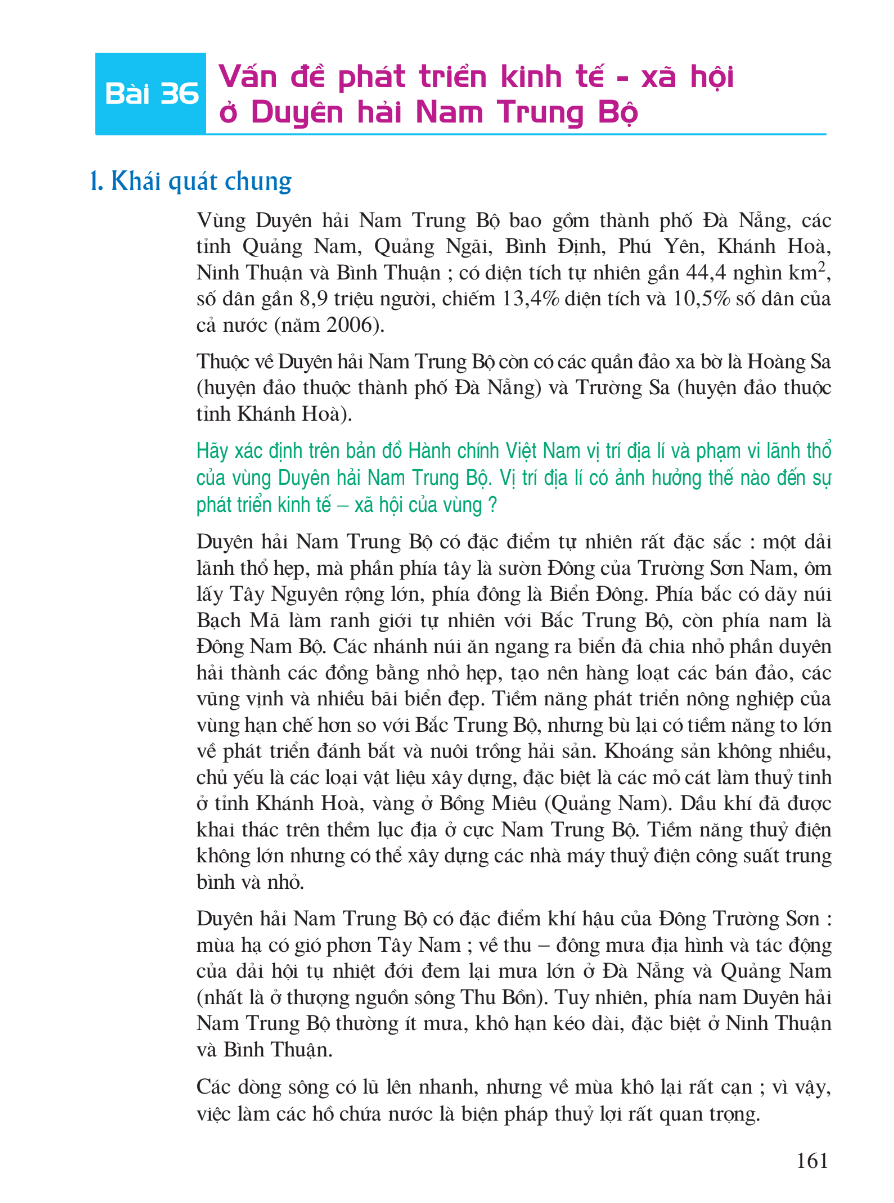 Bài 36: Vấn Đề Phát Triển Kinh Tế - Xã Hội Ở Duyên Hải Nam Trung Bộ