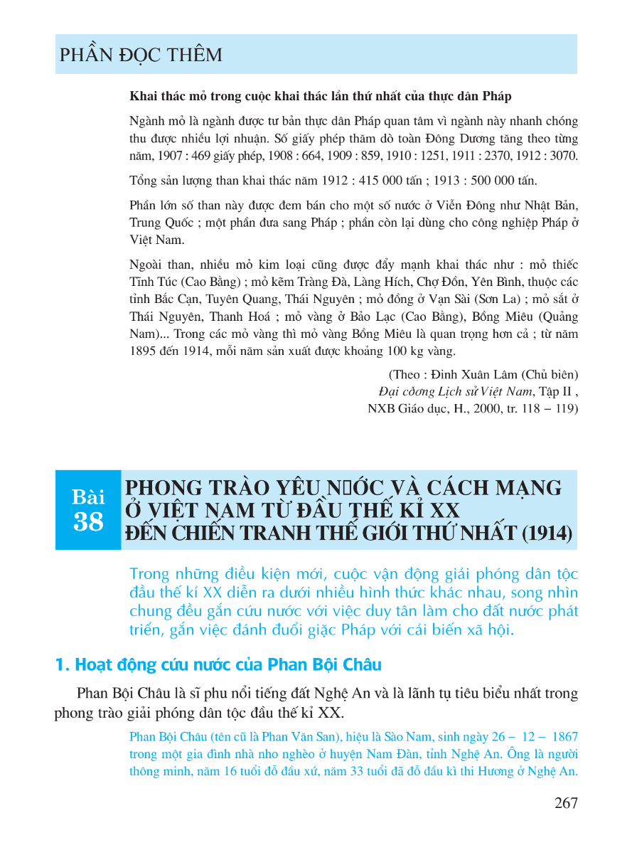Bài 38: Phong Trào Yêu Nước Và Cách Mạng Ở Việt Nam Từ Đầu Thế Kỉ XX Đến Chiến Tranh Thế Giới Thứ Nhất (1914)