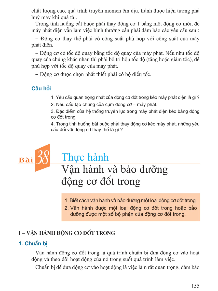 Bài 38: Thực Hành: Vận Hành Và Bảo Dưỡng Động Cơ Đốt Trong