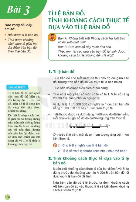 Bài 3: Tỉ lệ bản đồ. Tính khoảng cách thực tế dựa vào tỉ lệ bản đồ