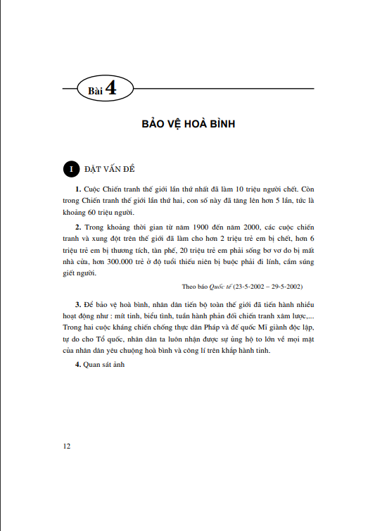 Bài 4: Bảo vệ hòa bình