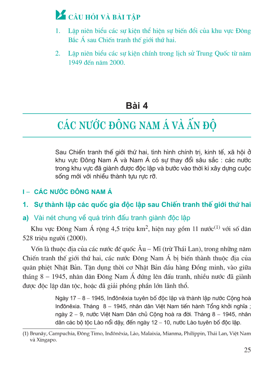 Bài 4: Các Nước Đông Nam Á Và Ấn Độ