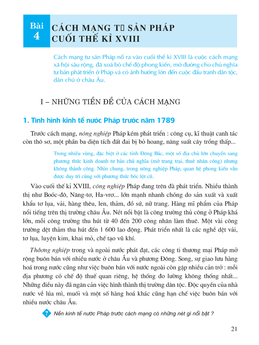 Bài 4: Cách Mạng Tư Sản Pháp Cuối Thế Kỉ XVIII