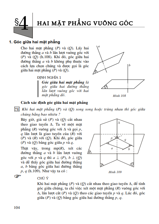 Bài 4: Hai mặt phẳng vuông góc
