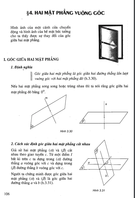  Bài 4: Hai mặt phẳng vuông góc