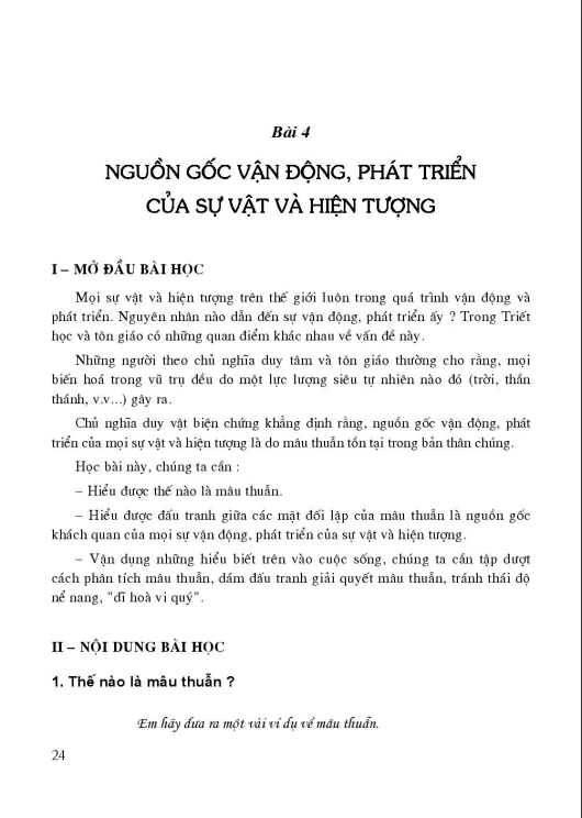 Bài 4: Nguồn gốc vận động, phát triển của sự vật và hiện tượng