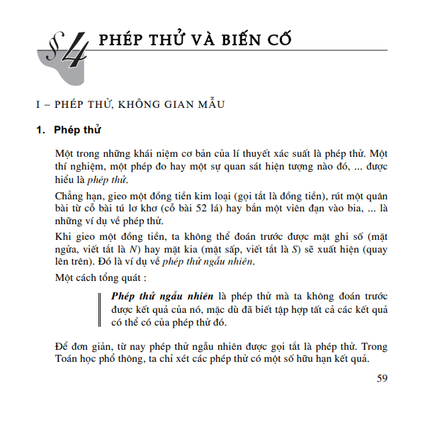 Bài 4: Phép thử và biến cố