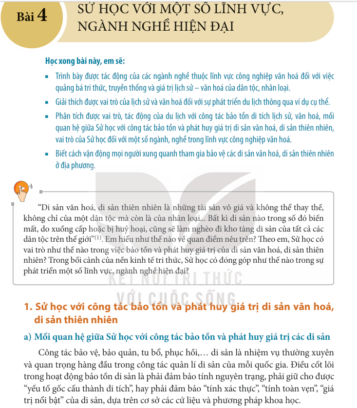 Bài 4: Sử Học Với Một Số Lĩnh Vực, Nghành Nghề Hiện Đại