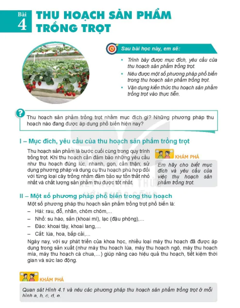 Bài 4: Thu hoạch sản phẩm trồng trọt