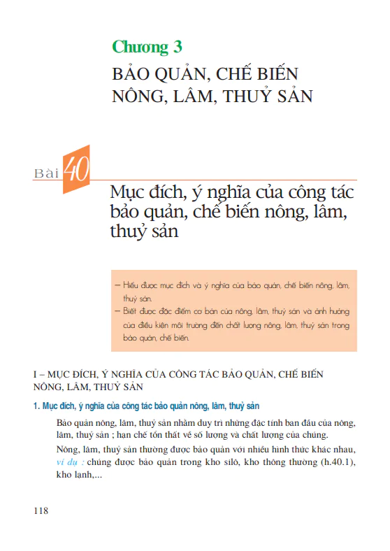 Bài 40: Mục đích, ý nghĩa của công tác bảo quản, chế biến nông, lâm, thủy sản