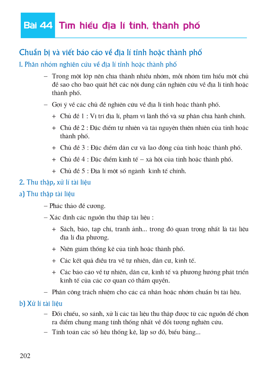Bài 44: Tìm Hiểu Địa Lí Tỉnh, Thành Phố