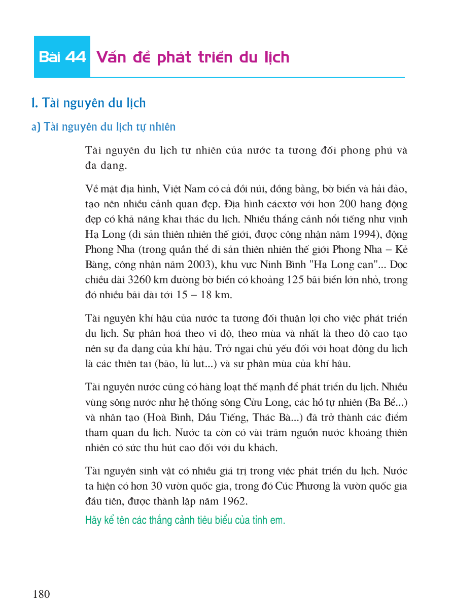Bài 44: Vấn Đề Phát Triển Du Lịch