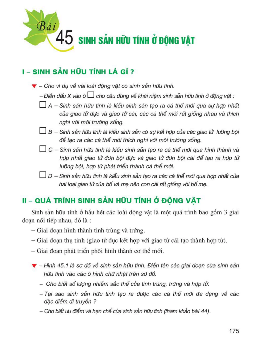 Bài 45: Sinh Sản Hữu Tính Ở Động Vật