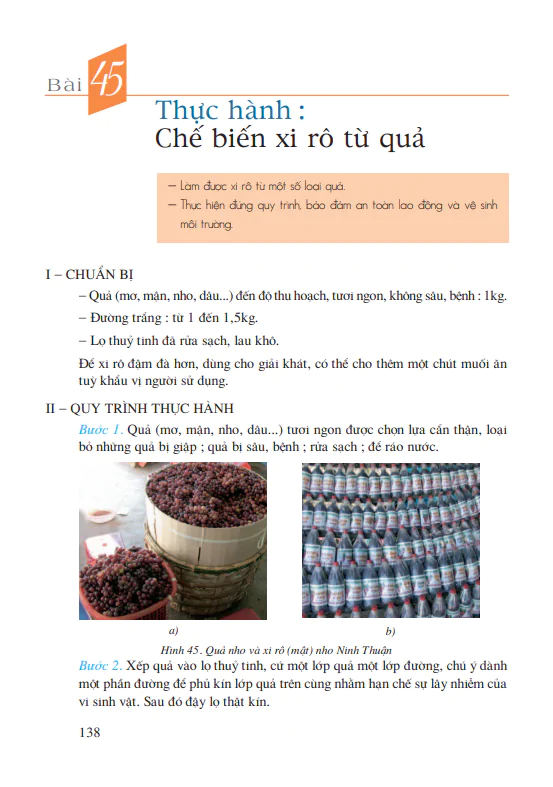Bài 45: Thực hành: Chế biến xi rô từ quả