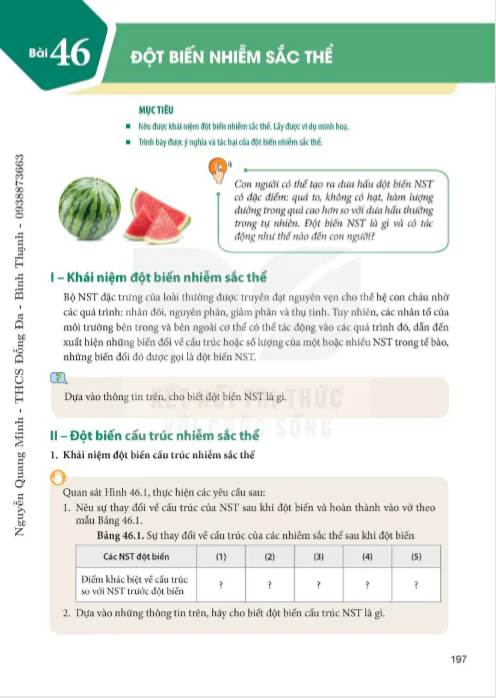 Bài 46 : Đột biến nhiễm sắc thể