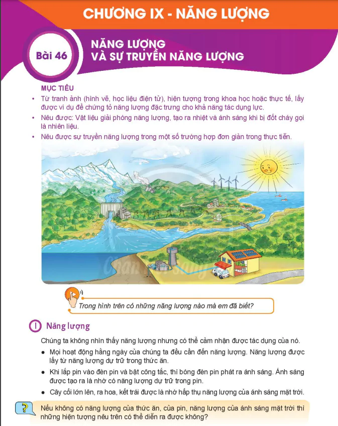Bài 46: NĂNG LƯỢNG VÀ SỰ TRUYỀN NĂNG LƯỢNG  MỤC TIÊU