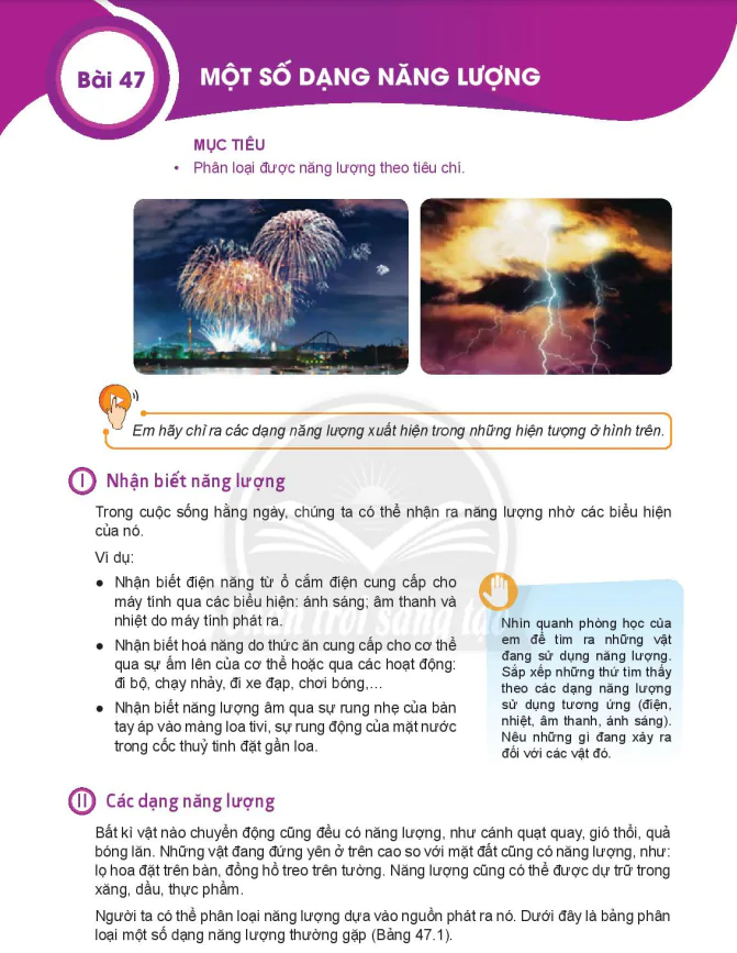 Bài 47: MỘT SỐ DẠNG NĂNG LƯỢNG
