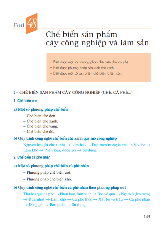 Bài 48: Chế biển sản phẩm cây công nghiệp và lâm sản