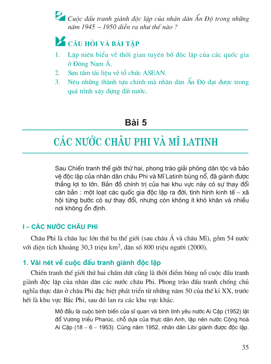 Bài 5: Các Nước Châu Phi Và Mỹ Latinh