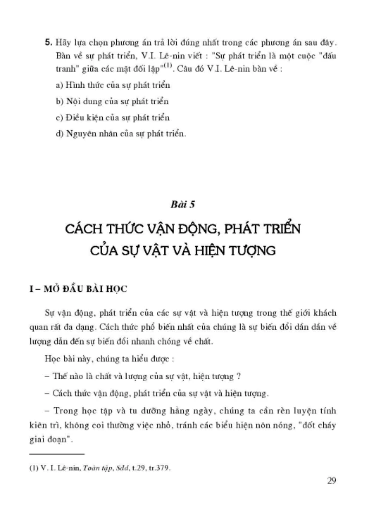 Bài 5: Cách thức vận động, phát triển của sự vật và hiện tượng