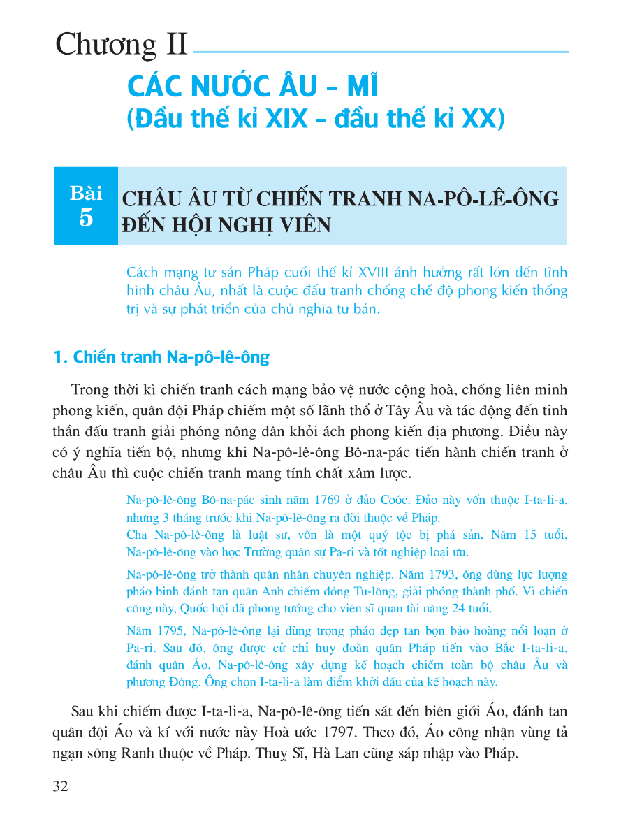 Bài 5: Châu Âu Từ Chiến Tranh Na-pô-lê-ông Đến Hội Nghị Viện
