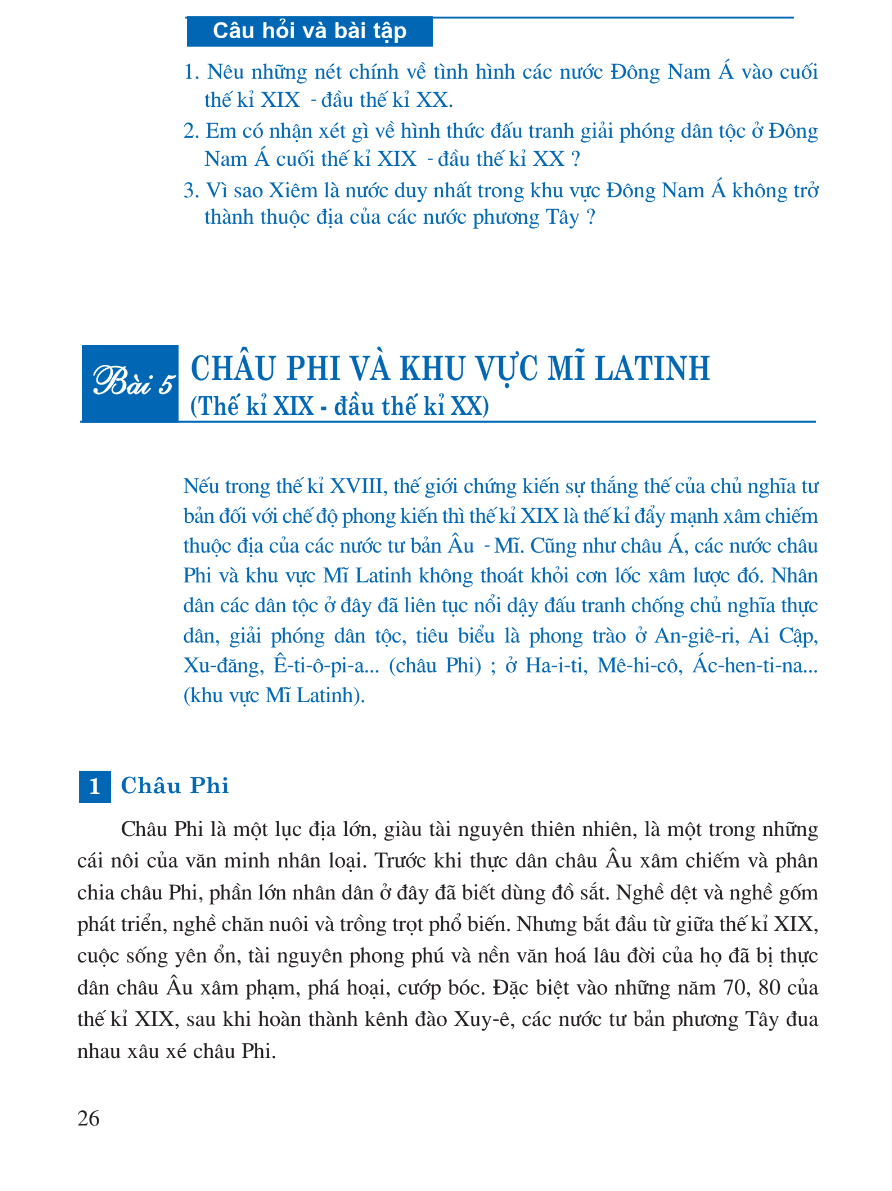 Bài 5: Châu Phi Và Khu Vực Mĩ Latinh (Thế Kỉ XIX - Đầu Thế Kỉ XX)
