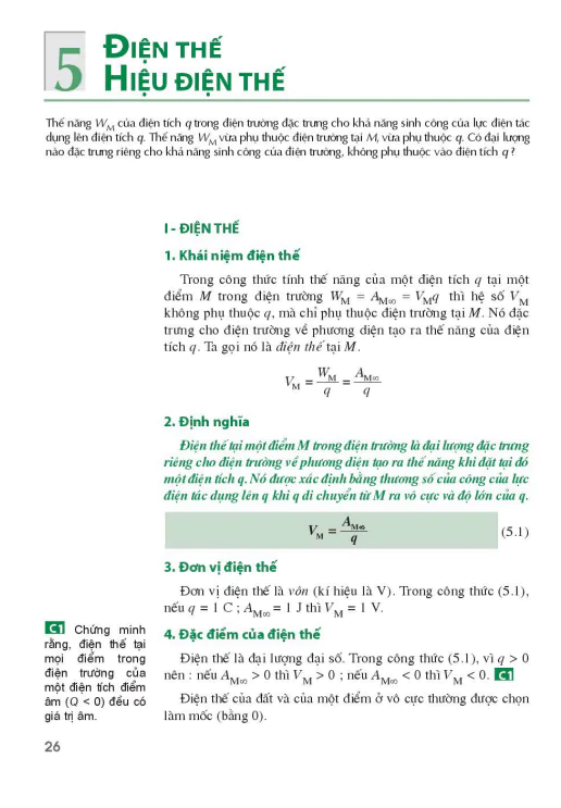 Bài 5: Điện thế. Hiệu điện thế