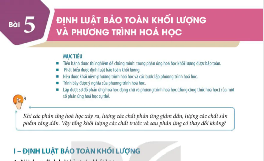 Bài 5: Định luật bảo toàn khối lượng và phương trình hóa học