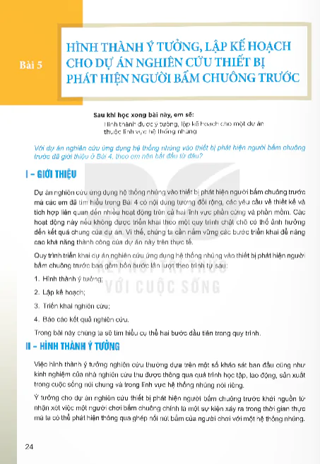 Bài 5: Hình Thành Ý Tưởng, Lập Kế Hoạch Cho Dự Án Nghiên Cứu Thiết Bị Phát Hiện Người Bấm Chuông Trước