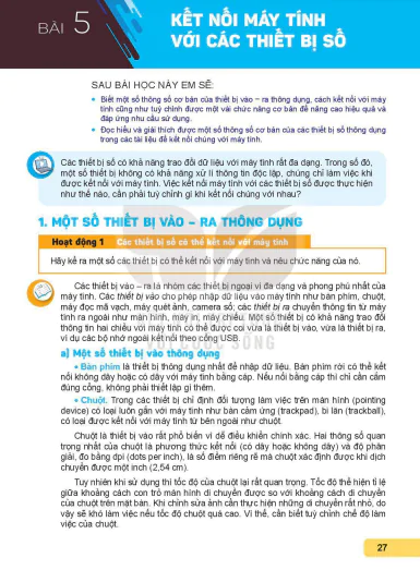 BÀI 5: KẾT NỖI MÁY TÍNH VỚI CÁC THIẾT BỊ SỐ