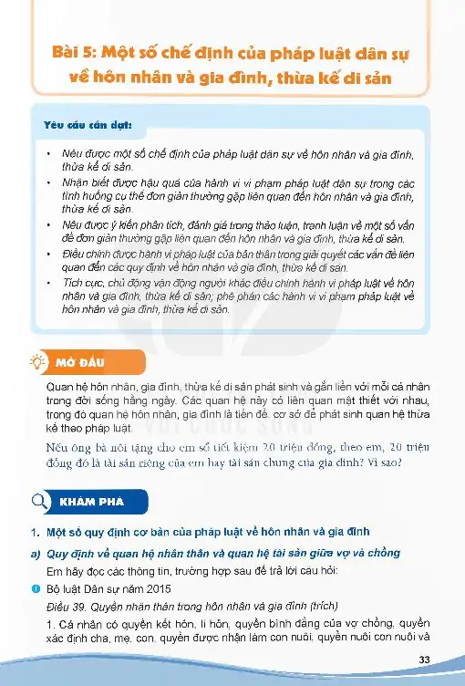Bài 5: Một Số Chế Định Của Pháp Luật Dân Sự Về Hôn Nhân Và Gia Đình, Thừa Kế Di Sản