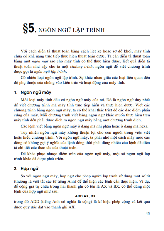 Bài 5: Ngôn ngữ lập trình