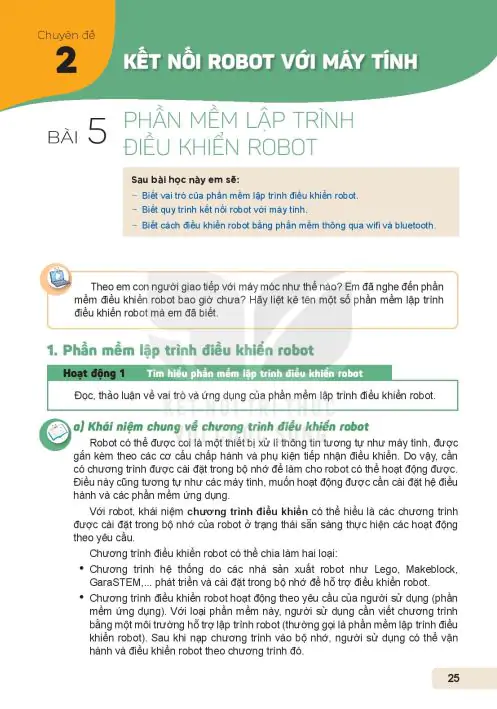 Bài 5: Phần Mềm Lập Trình Điều Khiển Robot