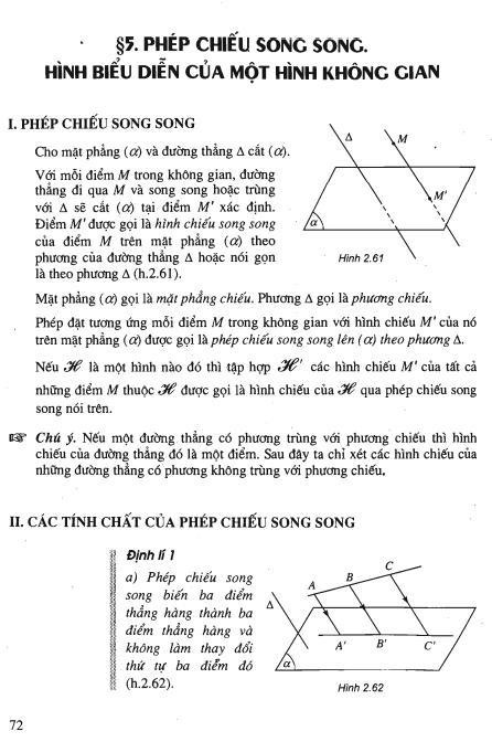 Bài 5: Phép chiếu song song. Hình biểu diễn của một hình không gian